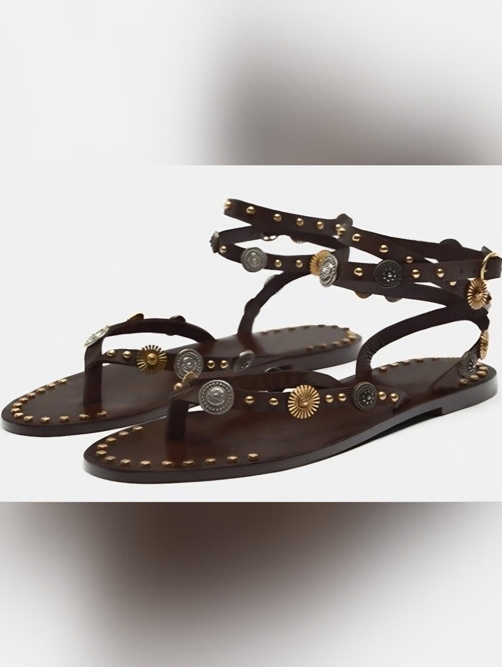 Zara Women's Brown Studded Gladiator Sandals,size 8,Euc